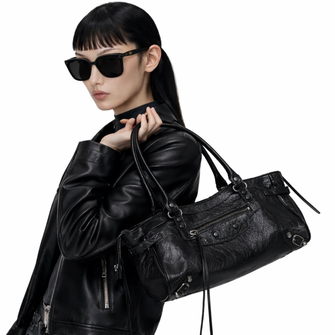 Black Leather City Bag