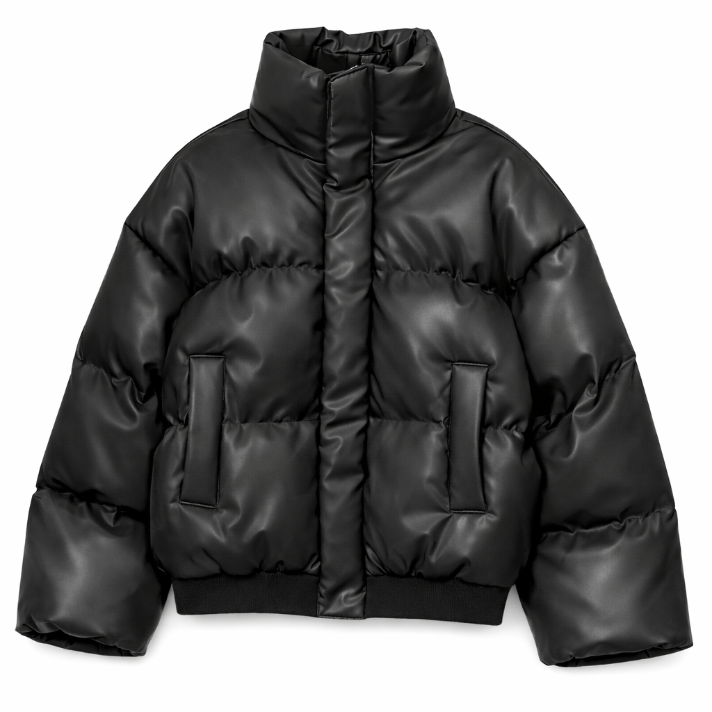 Leather Touch Puffer Jacket